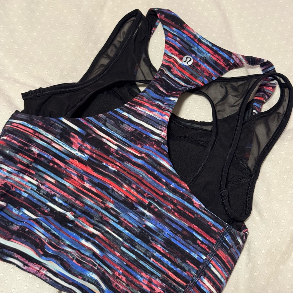 lululemon athletica Striped Sports Bra - Black and Multicolor